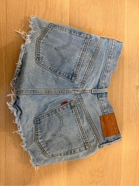 Levi's Light Blue Denim Cutoff Shorts with Frayed Hem